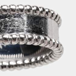 Pre Owned Van Cleef & Arpels Perlée Signature 18k White Gold Band Ring Size 52