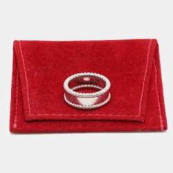 Pre Owned Van Cleef & Arpels Perlée Signature 18k White Gold Band Ring Size 52