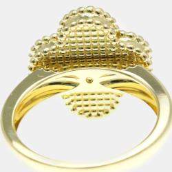 Van Cleef & Arpels  18K Yellow Gold Diamond Mother of Pearl Vintage Alhambra Ring EU 51
