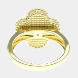 Van Cleef & Arpels  18K Yellow Gold Diamond Mother of Pearl Vintage Alhambra Ring EU 51