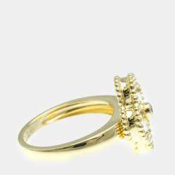 Van Cleef & Arpels  18K Yellow Gold Diamond Mother of Pearl Vintage Alhambra Ring EU 51