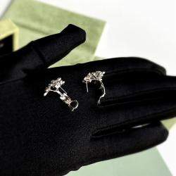 Pre Owned Van Cleef & Arpels 18K White Gold and Diamond Socrate 3 Flower Earrings