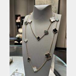 Pre Owned Van Cleef & Arpels 18K White Gold Magic Alhambra 16 Motif Long Necklace