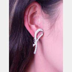 Van Cleef & Arpels 18K White Gold Full Diamond Bow Earrings