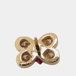 Van Cleef & Arpels 18K Yellow Gold Ruby & Diamond Butterfly Earrings 