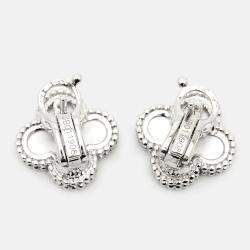 Van Cleef & Arpels Vintage Alhambra Mother of Pearl 18k White Gold Earrings