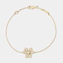 Van Cleef & Arpels 18K Yellow Gold and Diamond Frivole Mini Bracelet