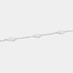 Van Cleef & Arpels 18K White Gold Vintage Alhambra 20 Motif Long Necklace