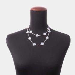 Van Cleef & Arpels 18K White Gold Vintage Alhambra 20 Motif Long Necklace