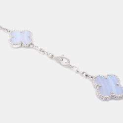 Van Cleef & Arpels 18K White Gold Vintage Alhambra 20 Motif Long Necklace