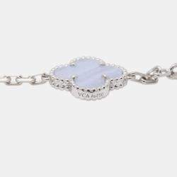Van Cleef & Arpels 18K White Gold Vintage Alhambra 20 Motif Long Necklace