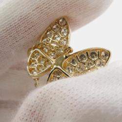 Pre Owned Van Cleef & Arpels 18K Yellow Gold and Diamond Two Butterfly Pendant Necklace