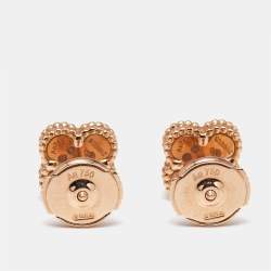 Van Cleef & Arpels Sweet Alhambra Carnelian 18k Rose Gold Stud Earrings