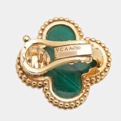 Van Cleef & Arpels Magic Alhambra Malachite 18k Yellow Gold Earrings
