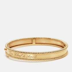 Pre Owned Van Cleef & Arpels Signature Perlée 18k Yellow Gold Bracelet S