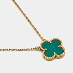Van Cleef & Arpels Vintage Alhambra Malachite 18k Yellow Gold Necklace
