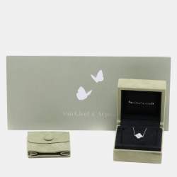 Van Cleef & Arpels 18K White Gold Sweet Alhambra Diamond Single Motif Station Bracelet