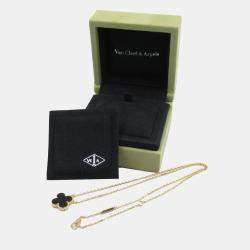 Van Cleef & Arpels 18K Yellow Gold and Onyx Vintage Alhambra Pendant Necklace