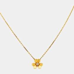 Van Cleef & Arpels Frivole Diamond 18k Yellow Gold Mini Model Necklace