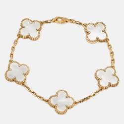 Van Cleef & Arpels Vintage Alhambra Mother of Pearl 18k Yellow Gold Bracelet