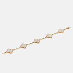 Van Cleef & Arpels Vintage Alhambra Mother of Pearl 18k Yellow Gold Bracelet