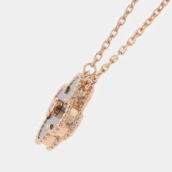Van Cleef & Arpels 18K Rose Gold Obsidian Diamond 2023 Holiday Vintage Alhambra Pendant Necklace