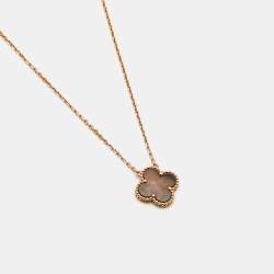Van Cleef & Arpels Vintage Alhambra Grey Mother of Pearl 18k Rose Gold Necklace