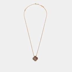 Van Cleef & Arpels Vintage Alhambra Grey Mother of Pearl 18k Rose Gold Necklace