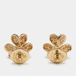 Van Cleef & Arpels Frivole Diamond 18K Yellow Gold Mini Model Stud Earrings
