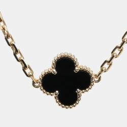 Van Cleef & Arpels Vintage Alhambra Onyx 5 Motif 18K Yellow Gold Bracelet