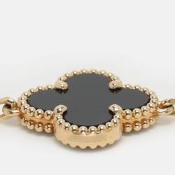 Van Cleef & Arpels Vintage Alhambra Onyx 5 Motif 18K Yellow Gold Bracelet