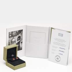 Pre Owned Van Cleef & Arpels Sweet Alhambra Carnelian 18k Rose Gold Stud Earrings