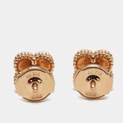 Pre Owned Van Cleef & Arpels Sweet Alhambra Carnelian 18k Rose Gold Stud Earrings