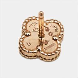 Pre Owned Van Cleef & Arpels Sweet Alhambra Carnelian 18k Rose Gold Stud Earrings