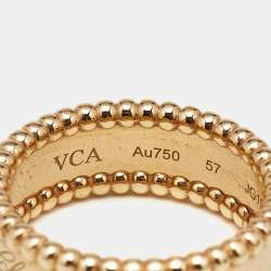Pre Owned Van Cleef & Arpels Perlée Signature 18k Yellow Gold Ring Size 57