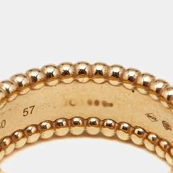 Pre Owned Van Cleef & Arpels Perlée Signature 18k Yellow Gold Ring Size 57