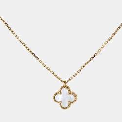 Van Cleef & Arpels Sweet Alhambra Mother of Pearl 18k Yellow Gold Pendant Necklace