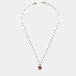 Pre Owned Van Cleef & Arpels Sweet Alhambra Carnelian 18k Rose Gold Necklace