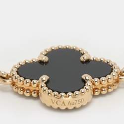 Pre Owned سوار فان كليف أند أربلز فينتاج ألهامبرا حجر العقيق الأسود ذهب أصفر عيار 18 تصميم 5 أشكال