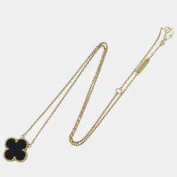 Pre Owned قلادة فان كليف آند أربلز فينتاج ألهامبرا عقيق ذهبي عيار 18 أصفر