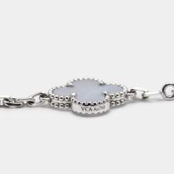 Pre Owned قلادة فان كليف أند أربلز فينتدج ألامبرا 10 حليات عقيق أبيض 18 ذهب أبيض عيار 18 