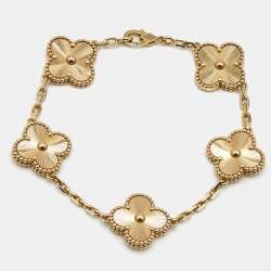 مملوكة مسبقًا Van Cleef & Arpels Vintage Alhambra Gulloiche 18k Yellow Gold 5 Motif Bracelet