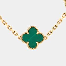 Pre Owned سوار فان كليف آند أربلز فينتاج ألهمبرا مالاكيت ذهب أصفر عيار 18 بخمس وحدات زخرفية