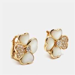 Pre Owned Van Cleef & Arpels  Cosmos Diamond Mother of Pearl 18k Yellow Gold Earring