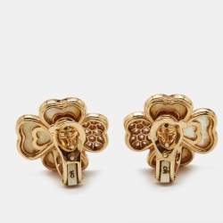 Pre Owned Van Cleef & Arpels  Cosmos Diamond Mother of Pearl 18k Yellow Gold Earring