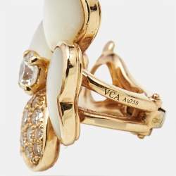 Pre Owned Van Cleef & Arpels  Cosmos Diamond Mother of Pearl 18k Yellow Gold Earring