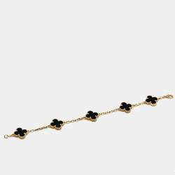 Pre Owned سوار فان كليف آند أربيلز ستيشن فينتدج ألامبرا 5 حليات عقيق ذهب أصفر عيار 18