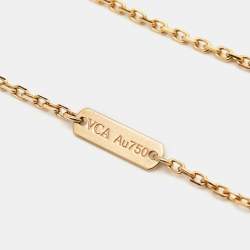 Pre Owned Van Cleef & Arpels Vintage Alhambra Onyx 18k Yellow Gold Pendant Necklace