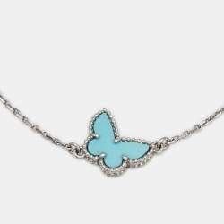 مملوكة مسبقًا Van Cleef & Arpels Butterfly Sweet Alhambra Turquoise 18k White Gold Bracelet