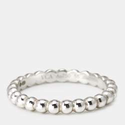 Pre Owned Van Cleef & Arpels Perlée 18k White Gold Medium Model Ring Size 55